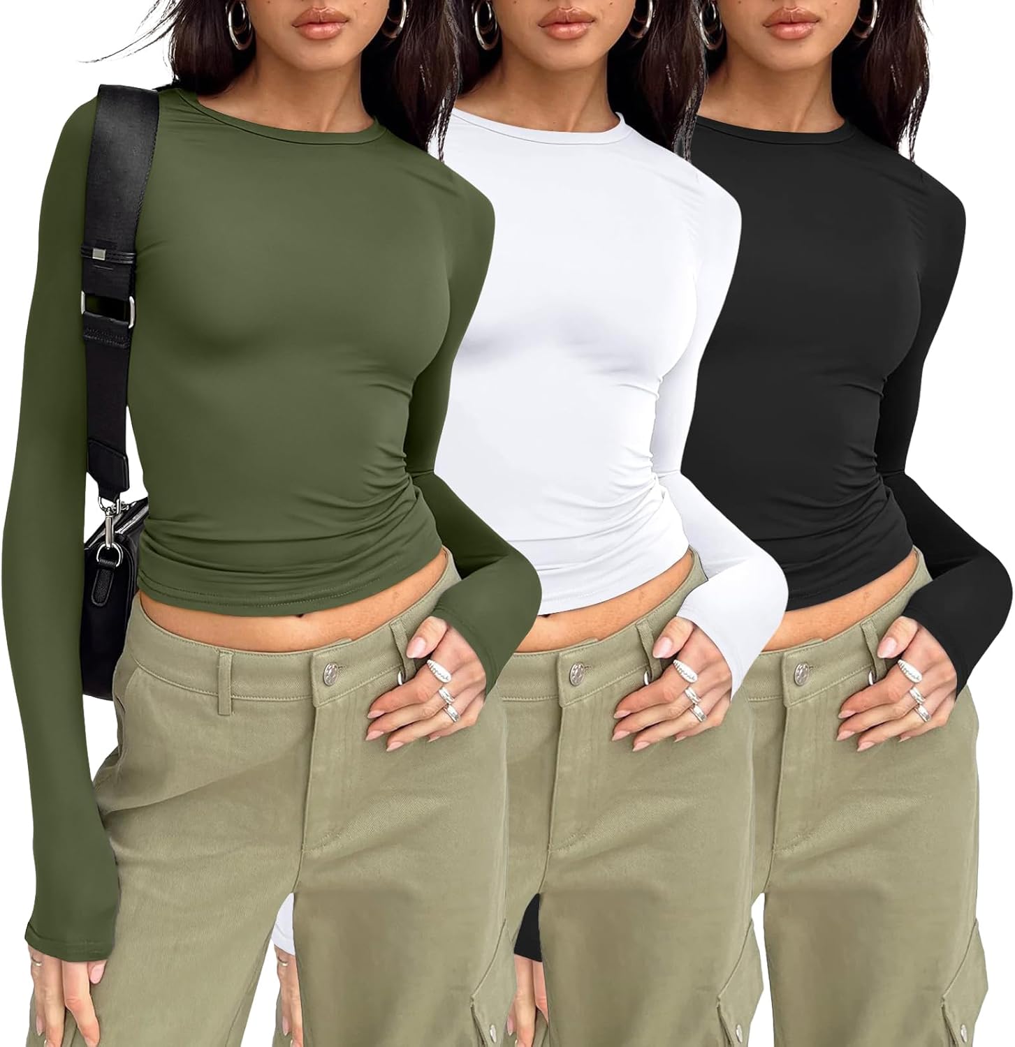 AUTOMET 3 Pack Womens Long Sleeve T Shirts Fall Fashion Basic Going Out Crop Tops Slim Fitted Winter Clothes 2025
