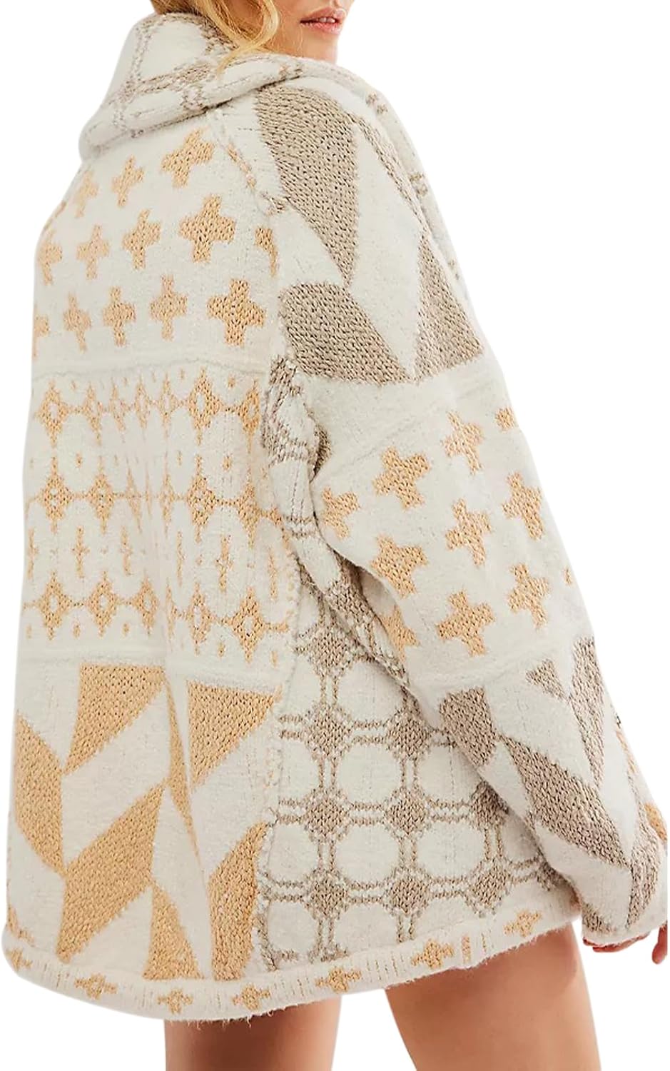 Women Cardigan Sweater Shawl Collar Button Down Oversized Sweaters Boho Fall Coat