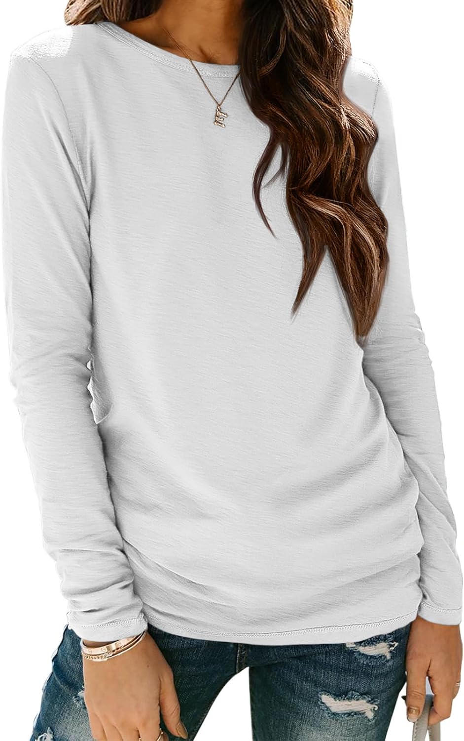 ATHMILE Womens Long Sleeve Shirts Basic Tee Fall Trendy Spring Top Business Casual Beach Vacation Workout 2025 Fashion