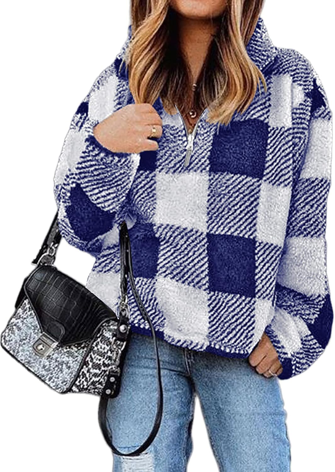 BTFBM Womens Sweatshirt Sherpa Quarter Zip Pullover Fall Winter 2025 Long Sleeve Fleece Sweaters Hoodies Sweatshirts