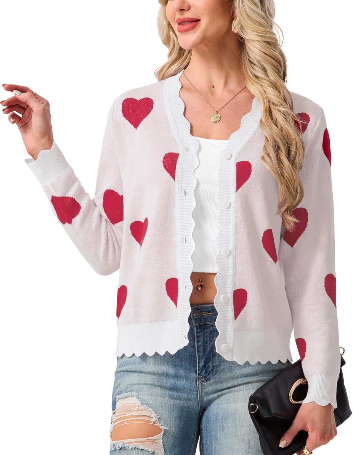 GRECERELLE Women's Long Sleeve V-Neck Button Down Cardigan Knit Shrugs Sweater