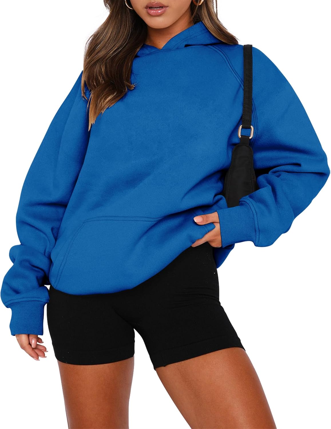 onlypuff Women Pullover Sweatshirt Long Sleeve Hoodies Kangaroo Pocket Fleece Basic Sweater