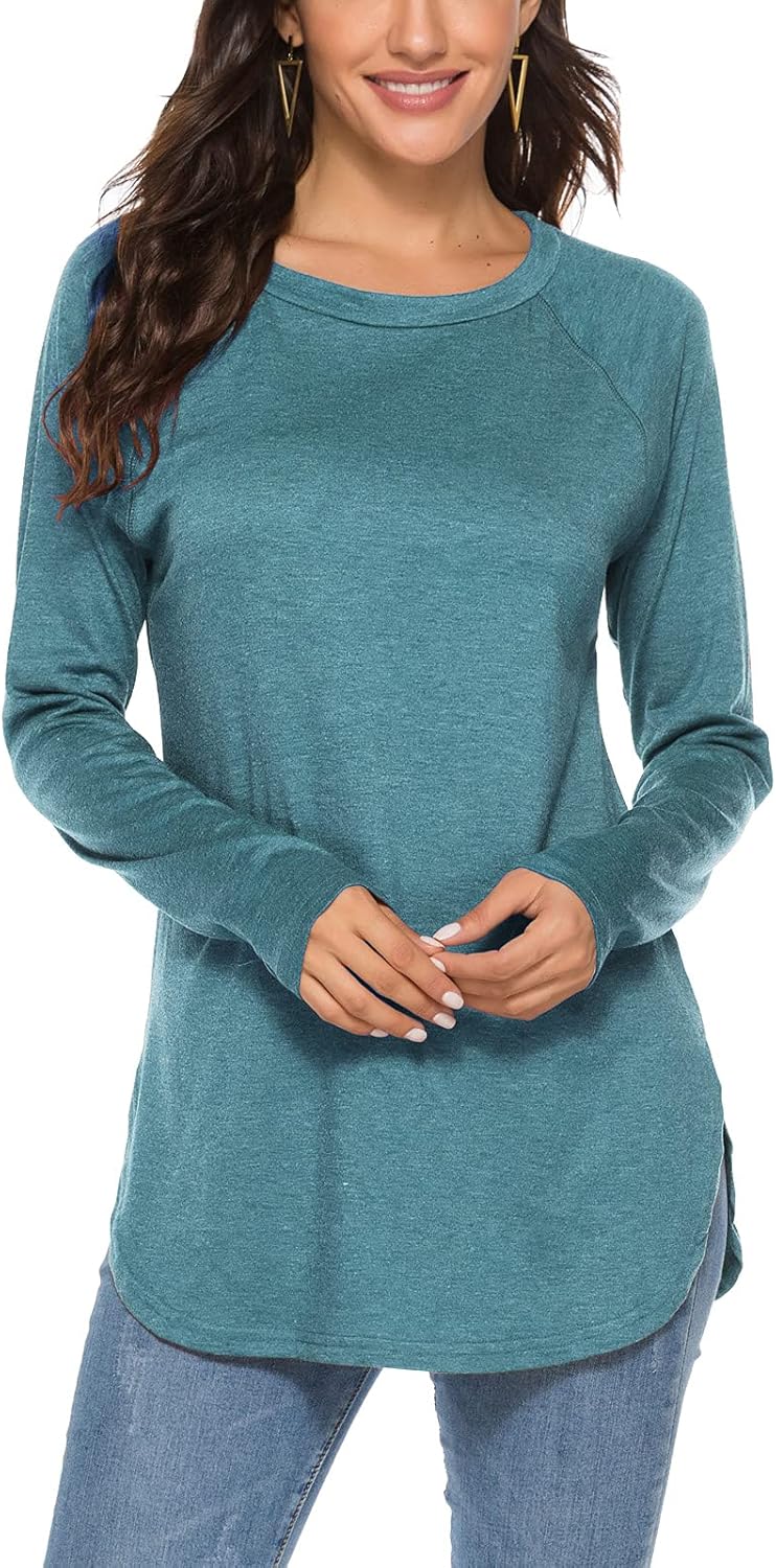 Newchoice Women's Casual Batwing Long Sleeve T Shirt Round Neck Basic Loose Tunic Tops