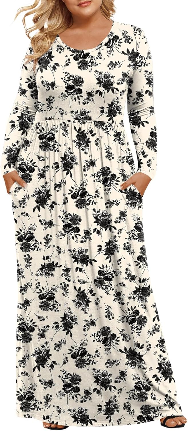 LONGYUAN Women's Plus Size Maxi Dresses for Curvy Women Casual Long Dress XL-6XL