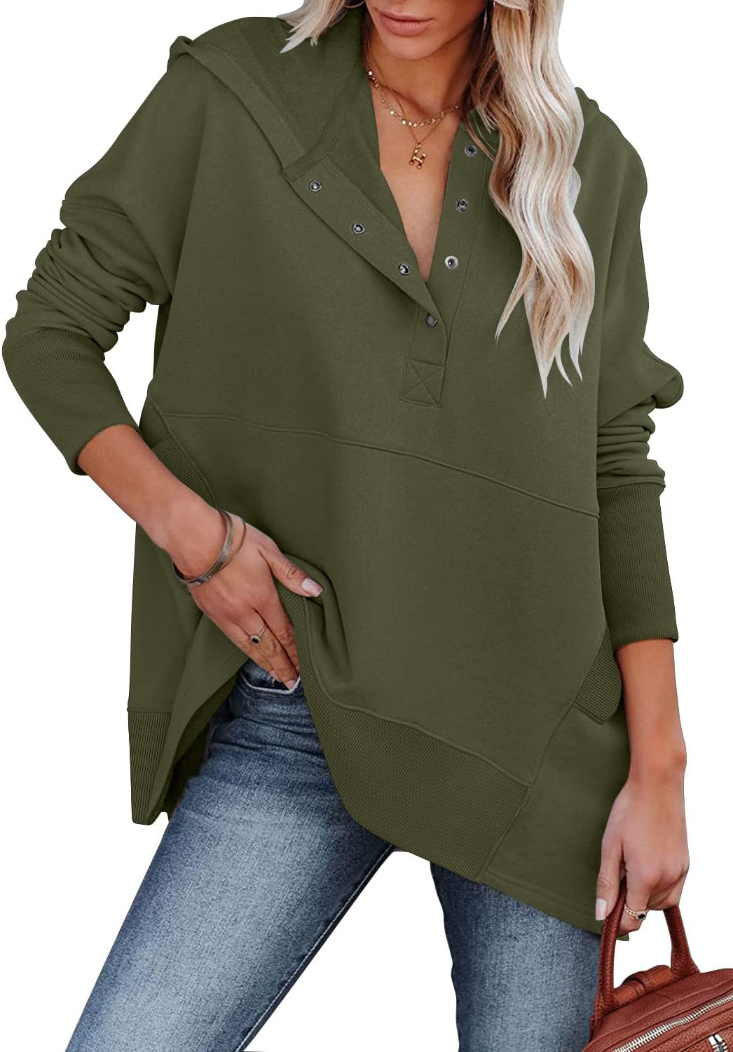 onlypuff Oversized Pulllover Hoodies for Women Fall Fashion Sweatshirts Teen Girls Hooded Tunic Tops