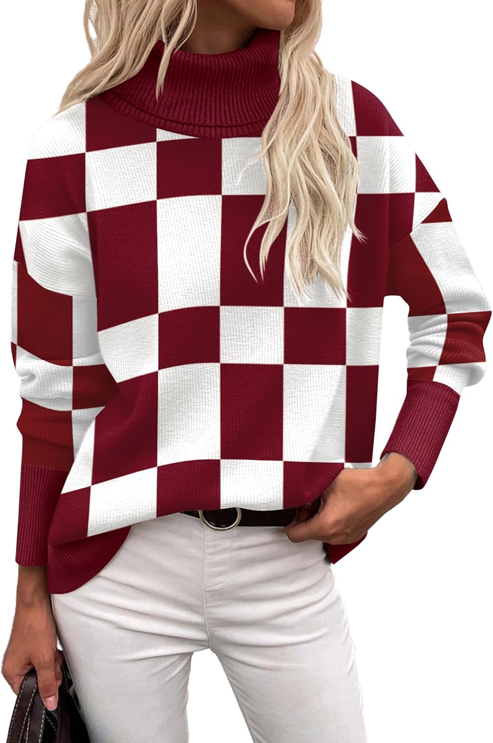 Zeagoo Women's Turtleneck Sweater 2025 Fall Winter Chunky Knitted Pullover High Low Hem Trendy Basic Jumper Top