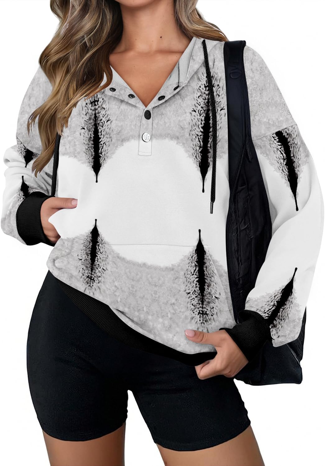 VIEACTIVEWEAR Hoodie for Women Tie Dye Sweatshirt Button Down Tops Casual Long Sleeve Oversize Pullover