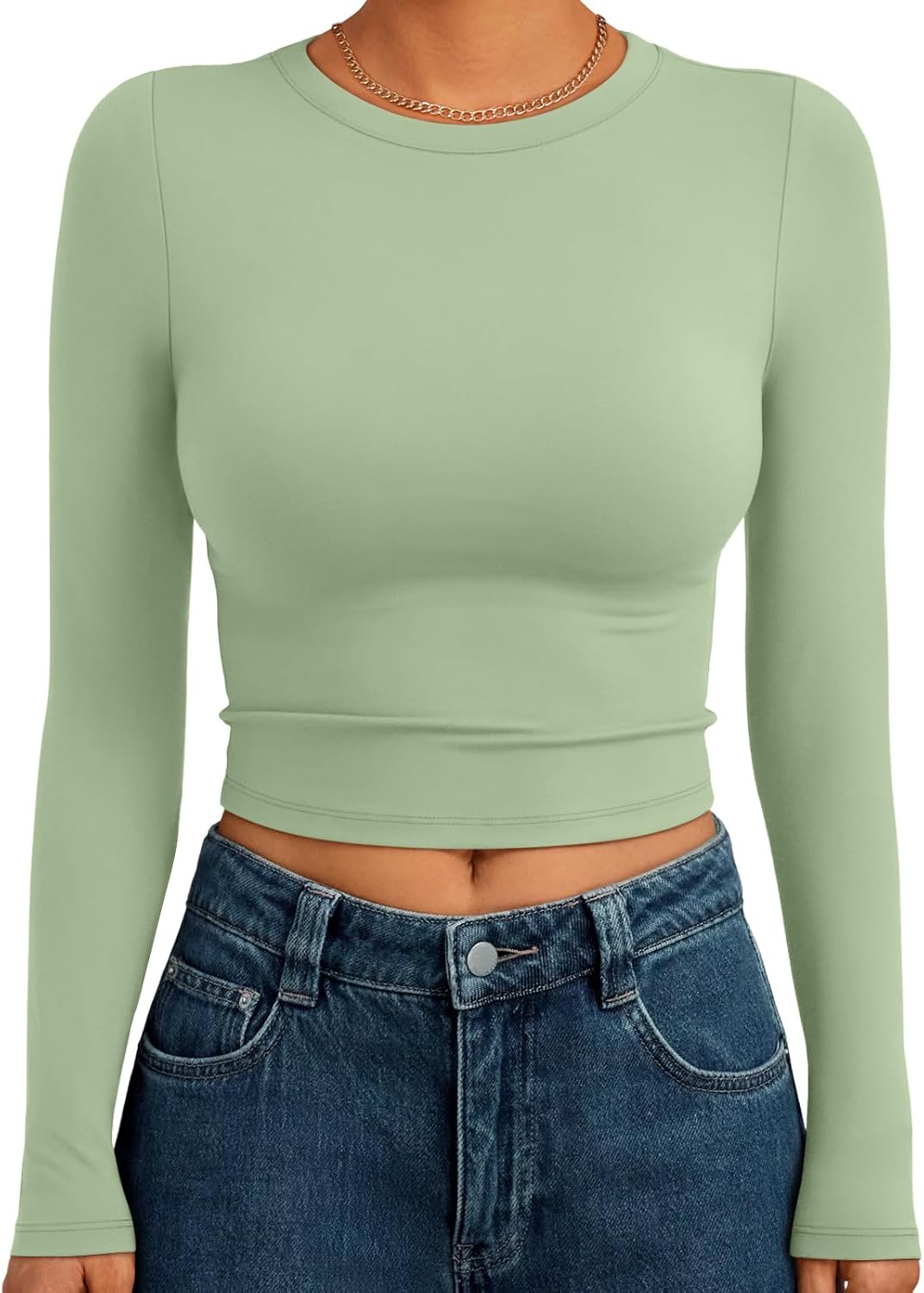 Trendy Queen Womens Long Sleeve Crop Tops Basic Slim Fitted Shirts Fashion 2025 Going Out Y2k Tops Teen Girl Clothes