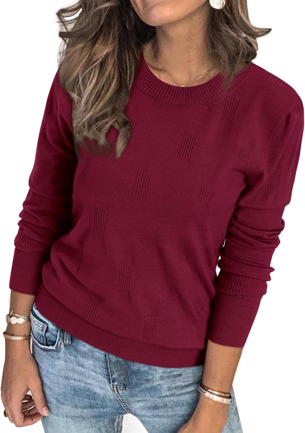 Arach&Cloz Women's Soft Knit Sweater Fall Dressy Casual Pullover Tops