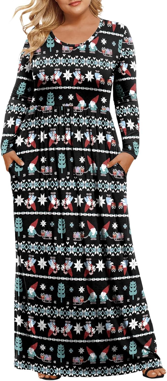 LONGYUAN Women's Plus Size Maxi Dresses for Curvy Women Casual Long Dress XL-6XL