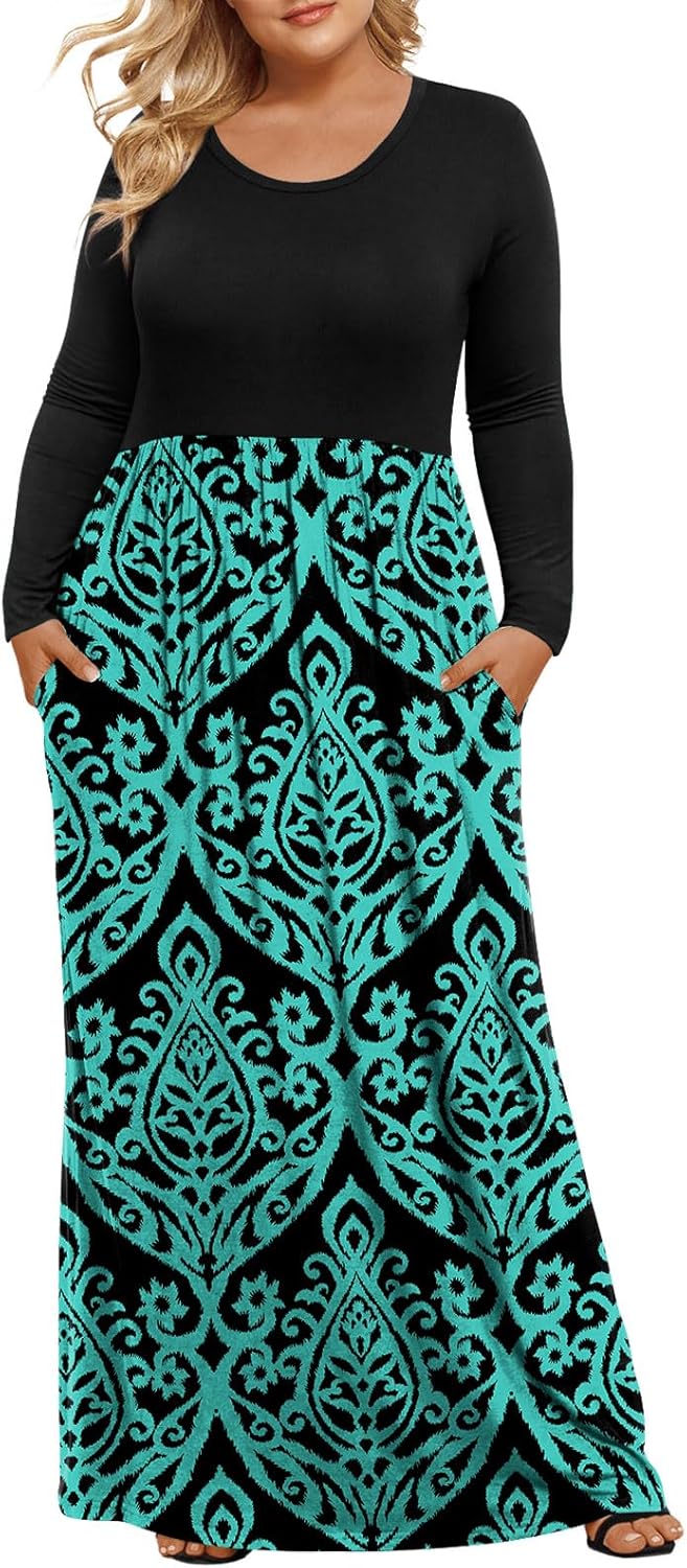 LONGYUAN Women's Plus Size Maxi Dresses for Curvy Women Casual Long Dress XL-6XL