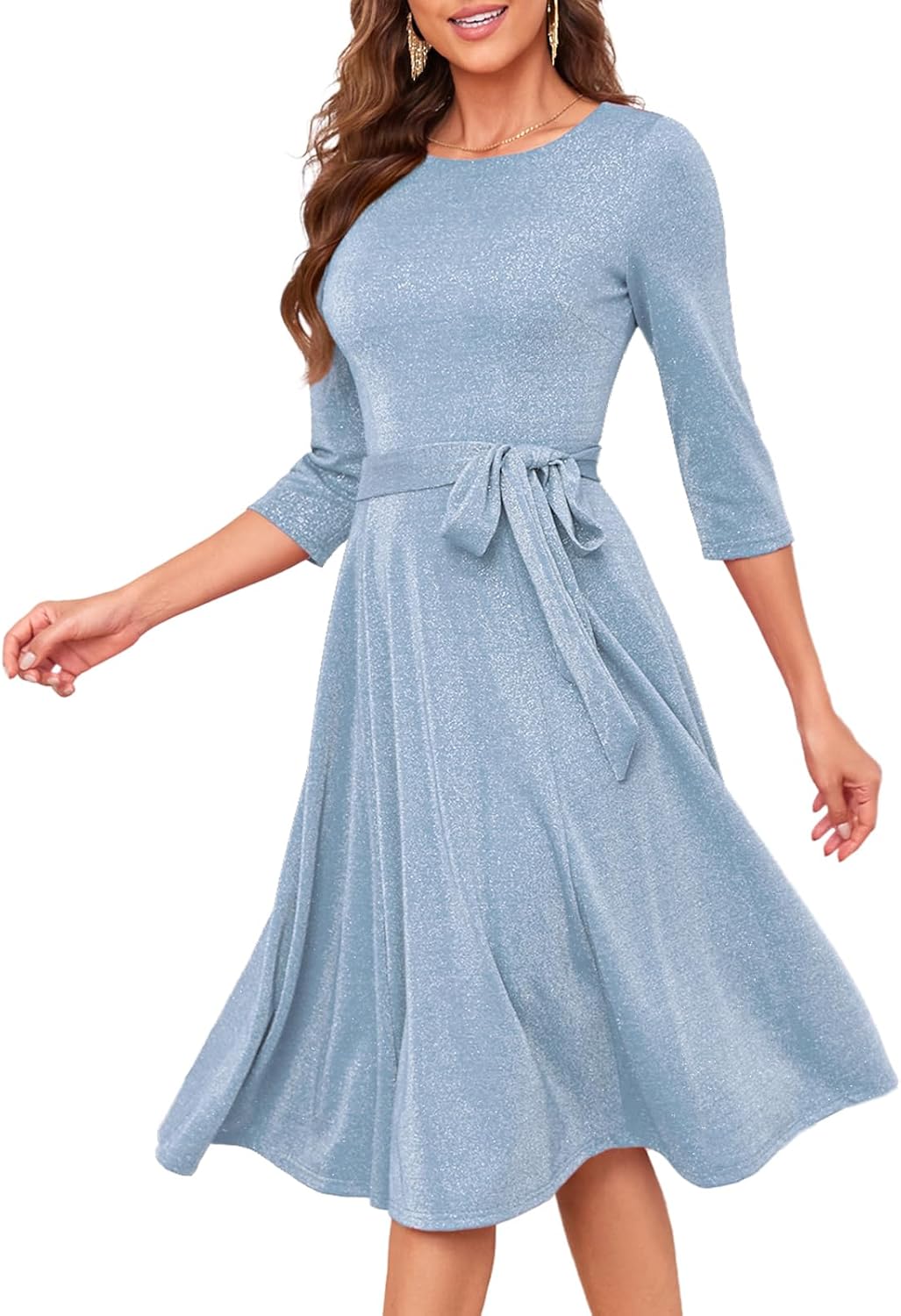 DRESSTELLS Cocktail Dresses for Women, Vintage Wedding Guest 3/4 Sleeves Formal Church Holiday Dress