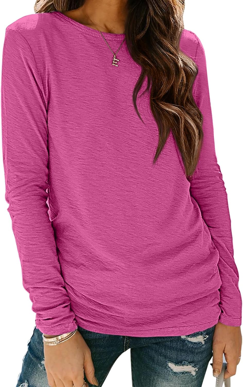 ATHMILE Womens Long Sleeve Shirts Basic Tee Fall Trendy Spring Top Business Casual Beach Vacation Workout 2025 Fashion