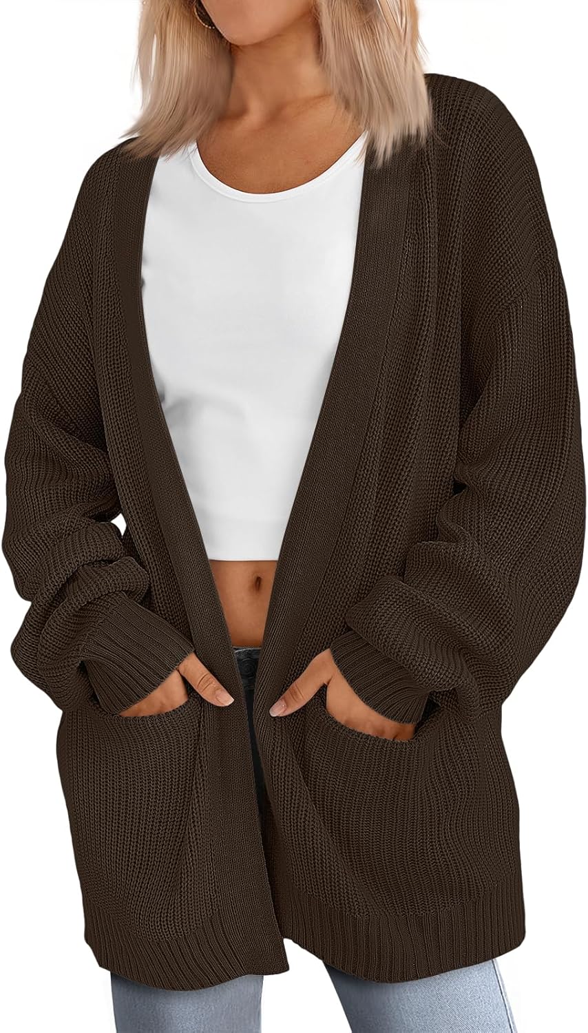 LILLUSORY Womens Oversized Cardigans Soft Knit Cardigan Sweater with Pockets