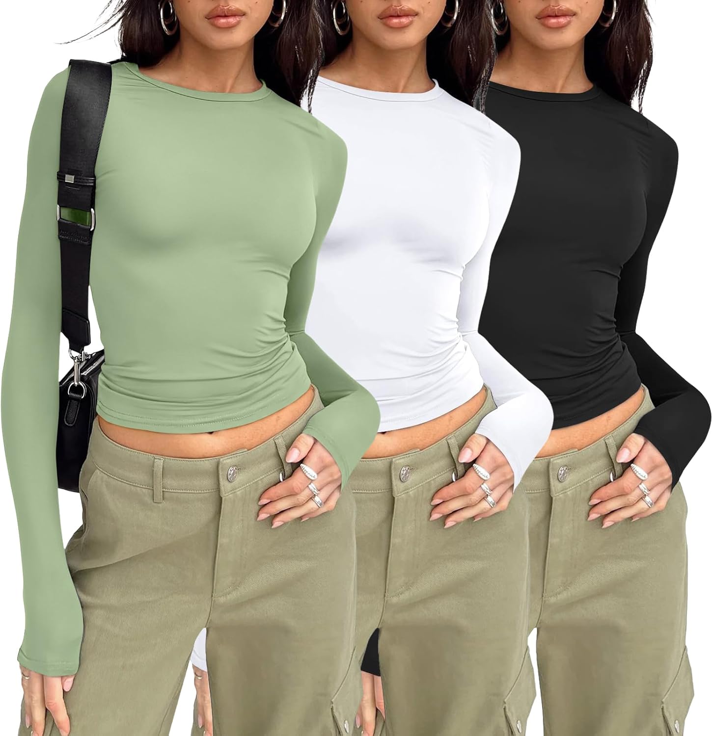 AUTOMET 3 Pack Womens Long Sleeve T Shirts Fall Fashion Basic Going Out Crop Tops Slim Fitted Winter Clothes 2025
