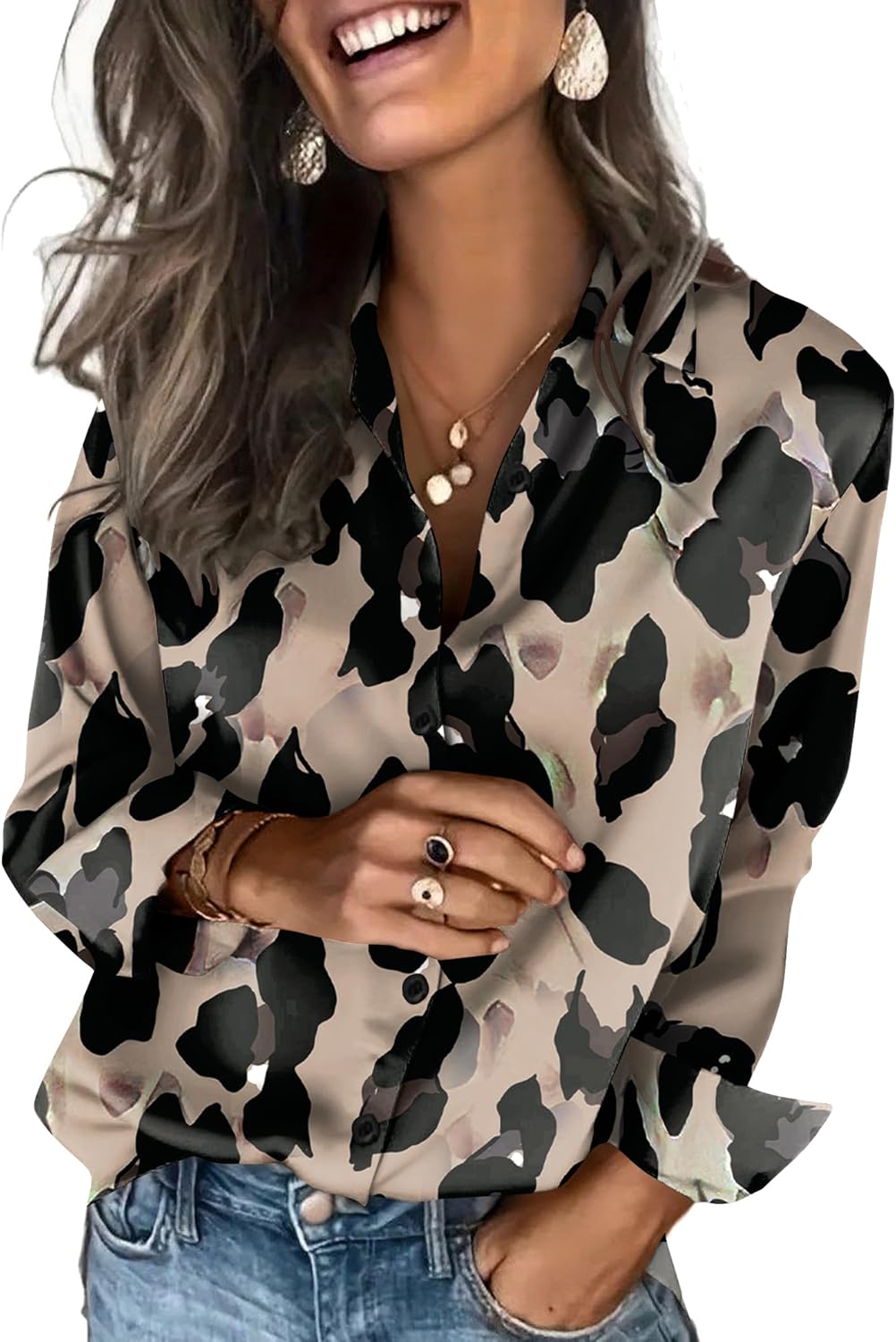Zeagoo Satin Blouses for Women Silk Button Down Shirts Long Sleeve Business Casual Tops