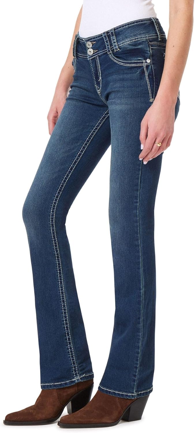 WallFlower Luscious Curvy Bootcut Jeans for Women, Mid-Rise Insta Stretch Denim, Size-Inclusive Juniors Jeans, Sizes 0 to 24