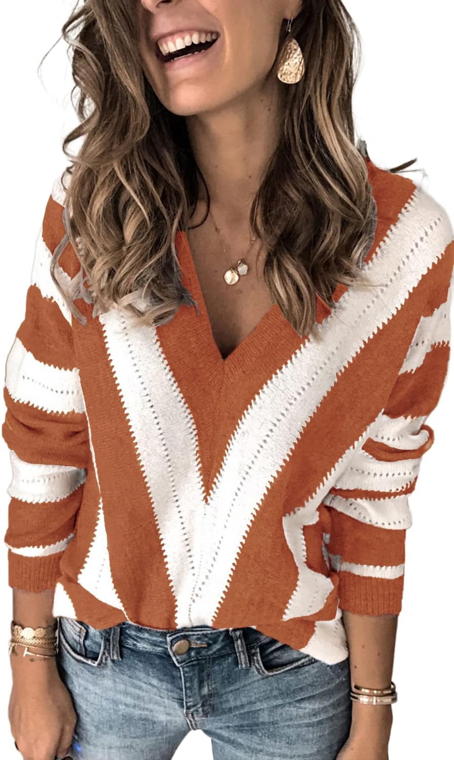 ANCAPELION Women’s Casual Sweater Pullover Winter Basic Sweatshirt Long Sleeve Cozy Knitted Jumper Tops Loose Fit