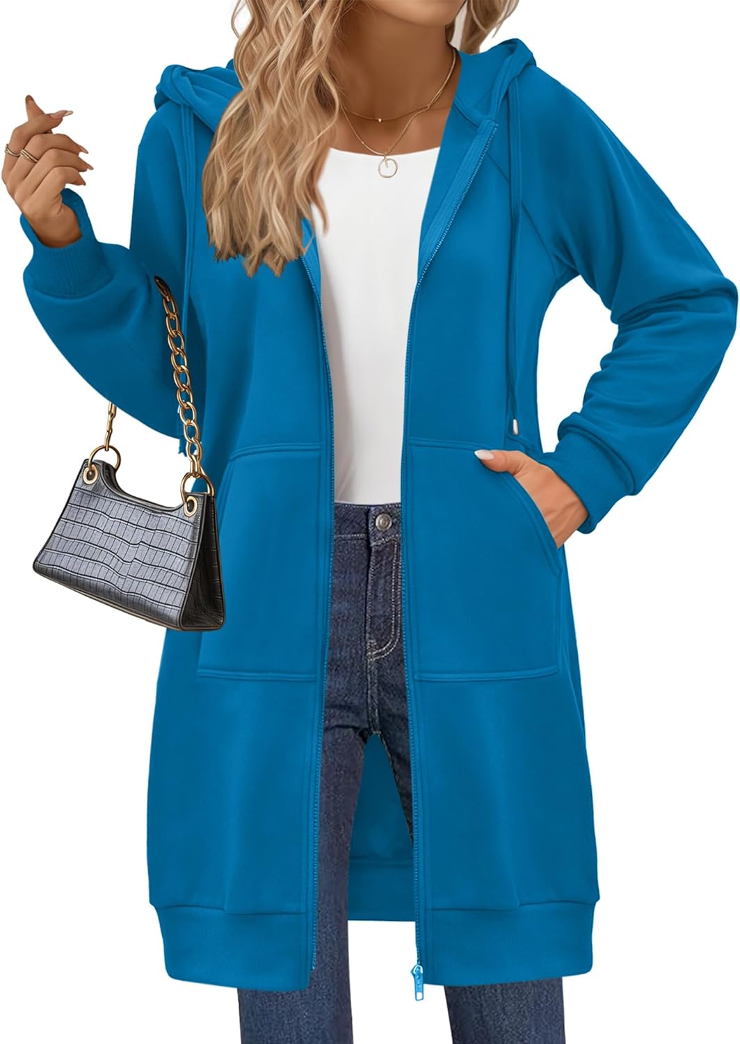 Zeagoo Women's Zip Up Hoodies Long Tunic Sweatshirts Long Sleeve Oversized Fleece Casual 2025 Fall Jacket Coat with Pocket