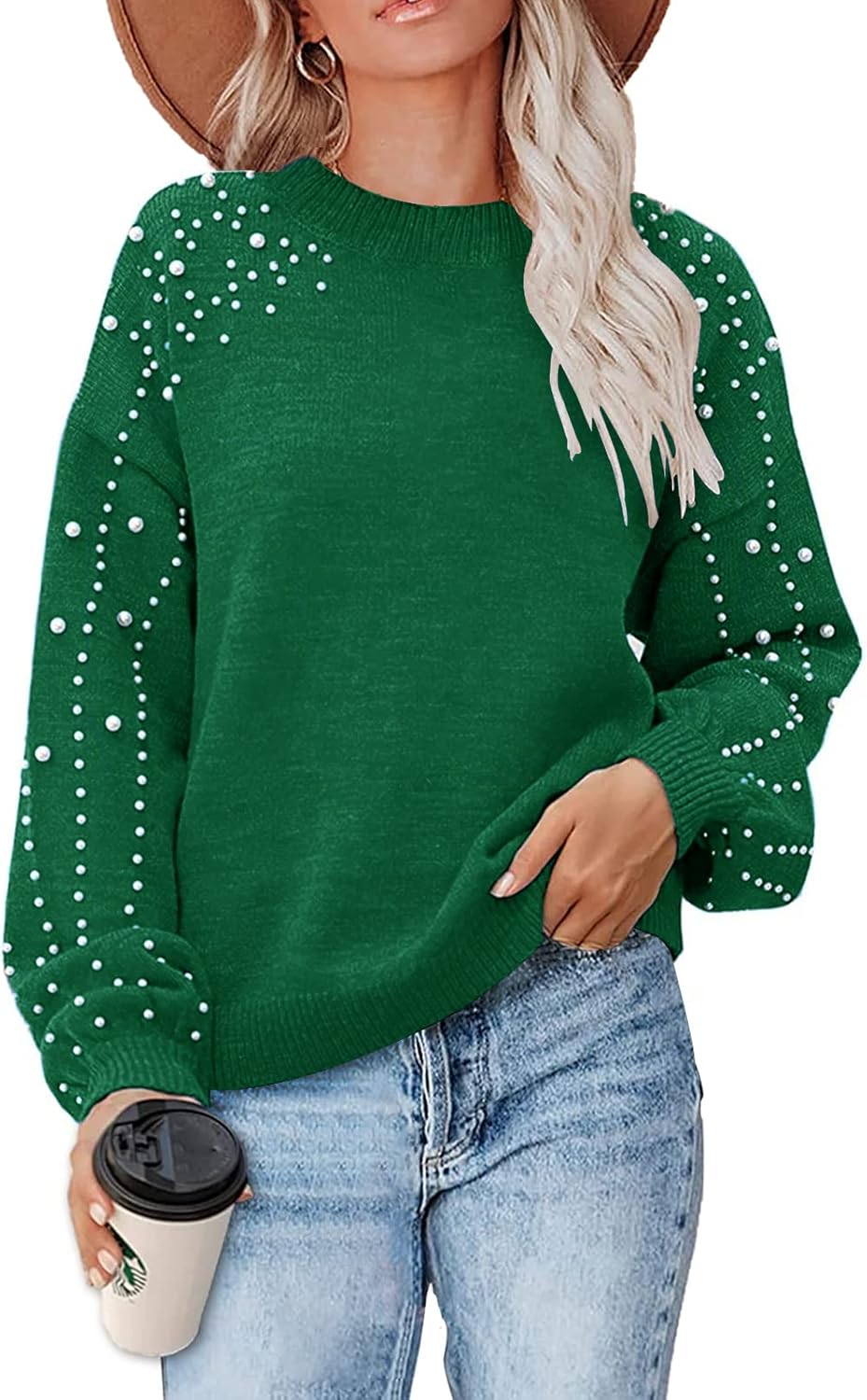 ANCAPELION Women’s Casual Sweater Pullover Winter Basic Sweatshirt Long Sleeve Cozy Knitted Jumper Tops Loose Fit