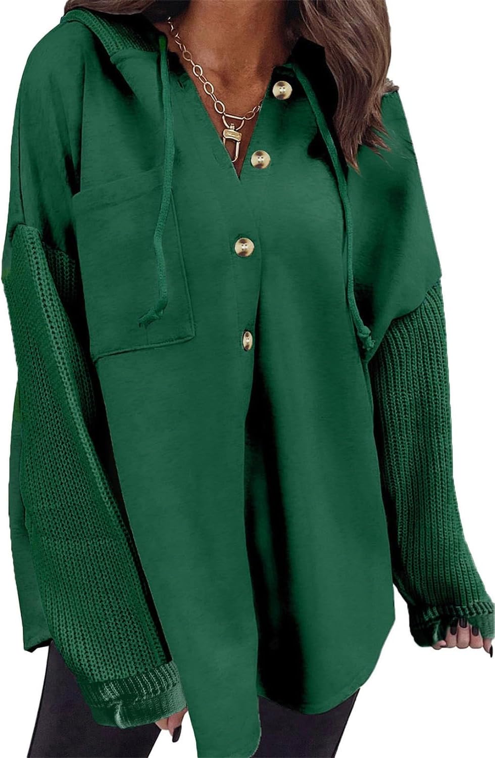 SHEWIN Oversized Sweatshirt for Women Loose Fit Casual Long Sleeve Button Hooded Sweatshirts Hoodies with Pocket