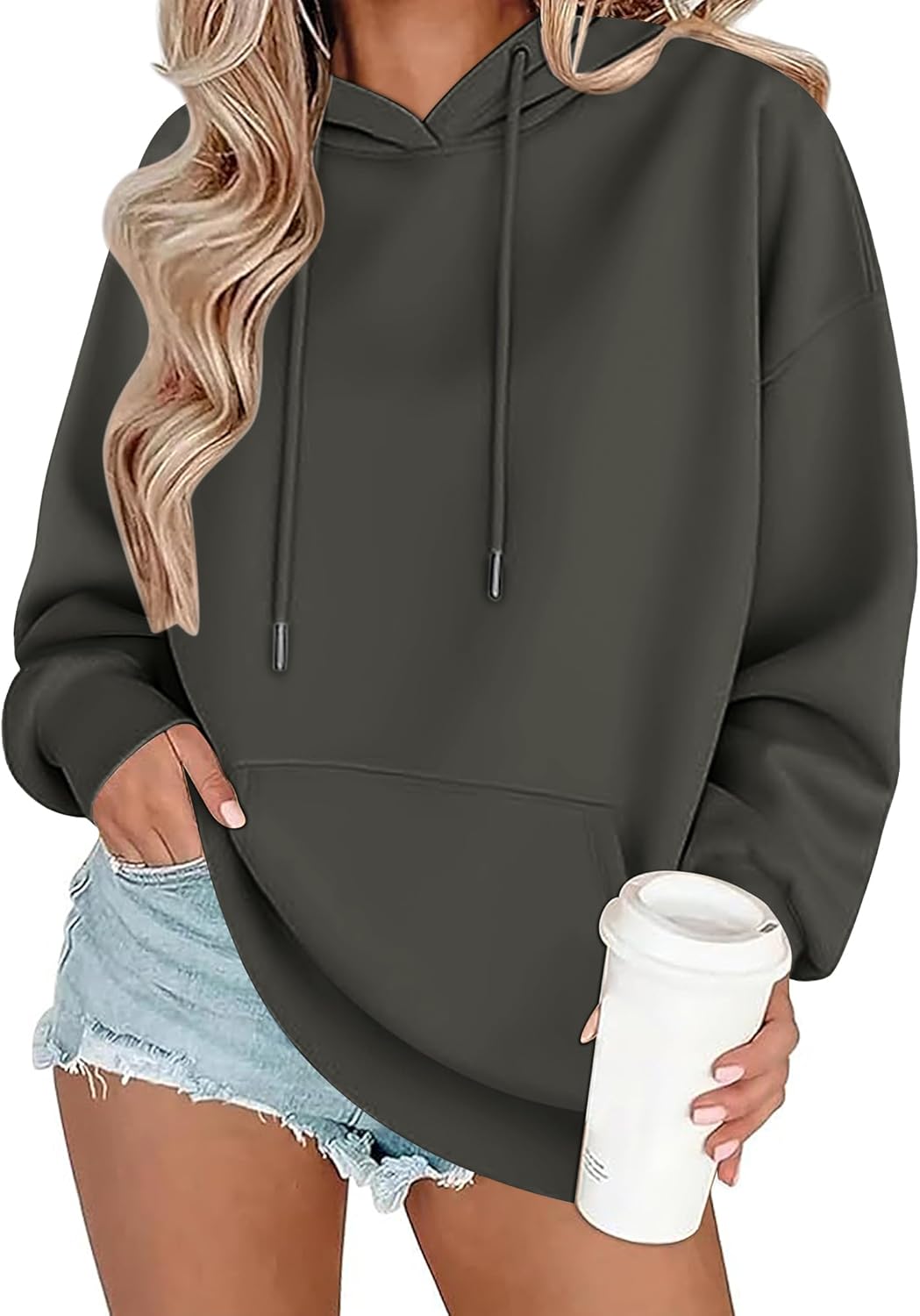 Zeagoo Womens Oversized Hoodies 2025 Fleece Sweatshirts Long Sleeve Pullover with Pocket Fall Winter Outfits Y2k Clothes