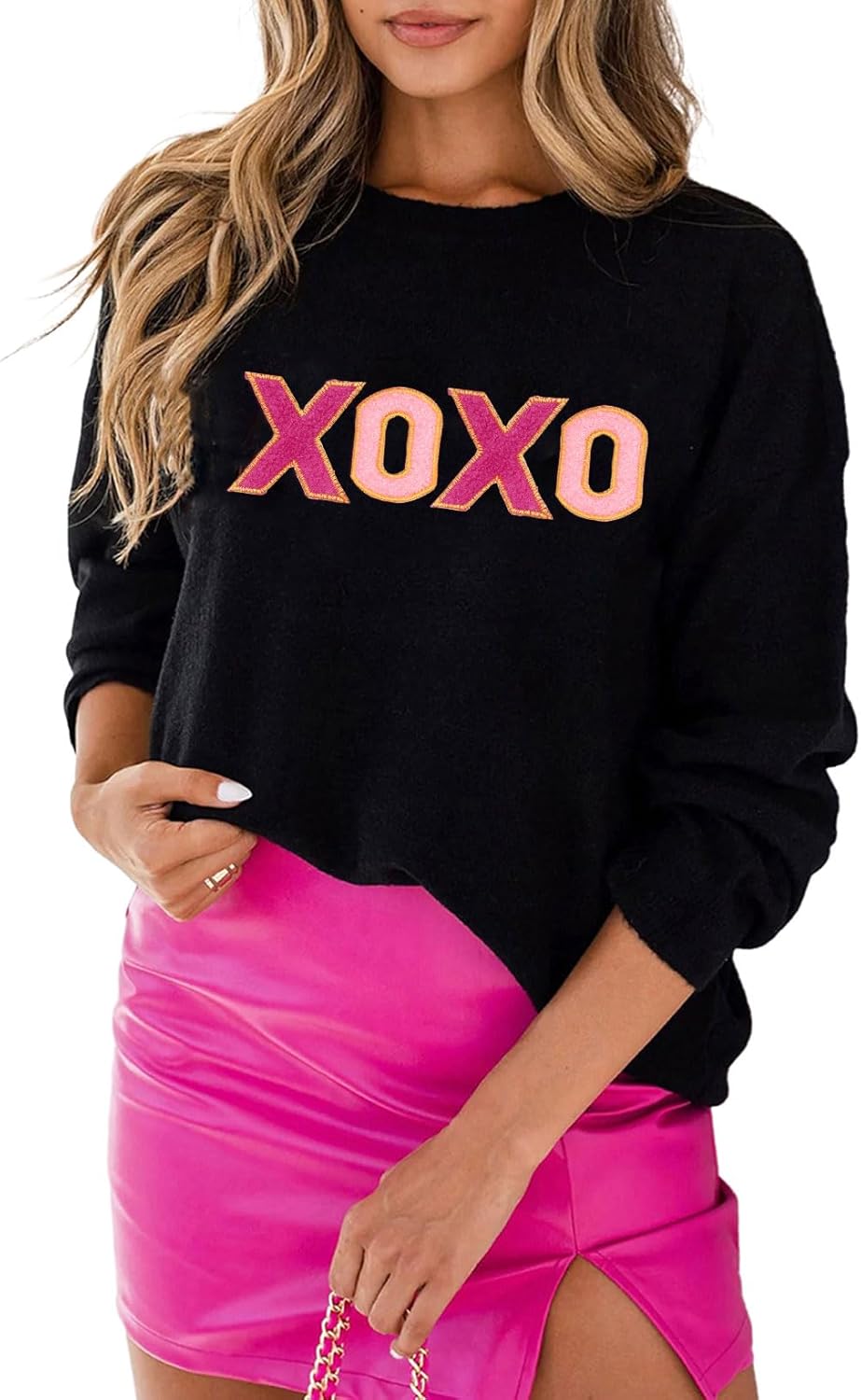 MARZXIN Women 2025 Casual Holiday Sweaters Long Sleeve Round Neck Valentine Sweater Tops Merry Christmas Sweaters