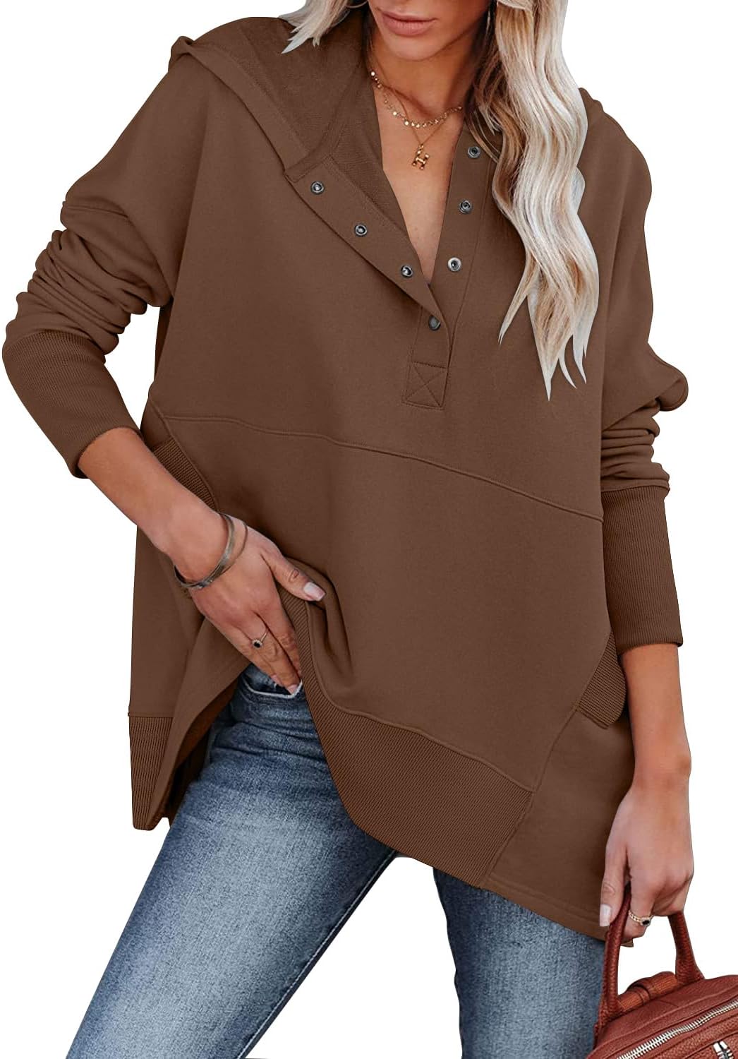 onlypuff Oversized Pulllover Hoodies for Women Fall Fashion Sweatshirts Teen Girls Hooded Tunic Tops