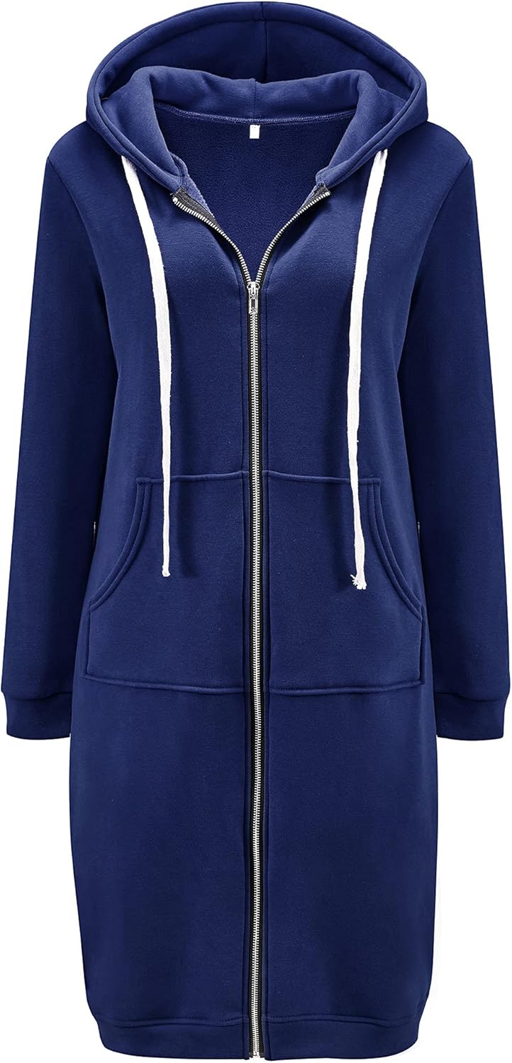 DUOYANGJIASHA Womens Hoodies 2025 Zip Up Sweatshirts Oversized Fashion Long Hooded Fall Winter Fleece Jackets with Pockets