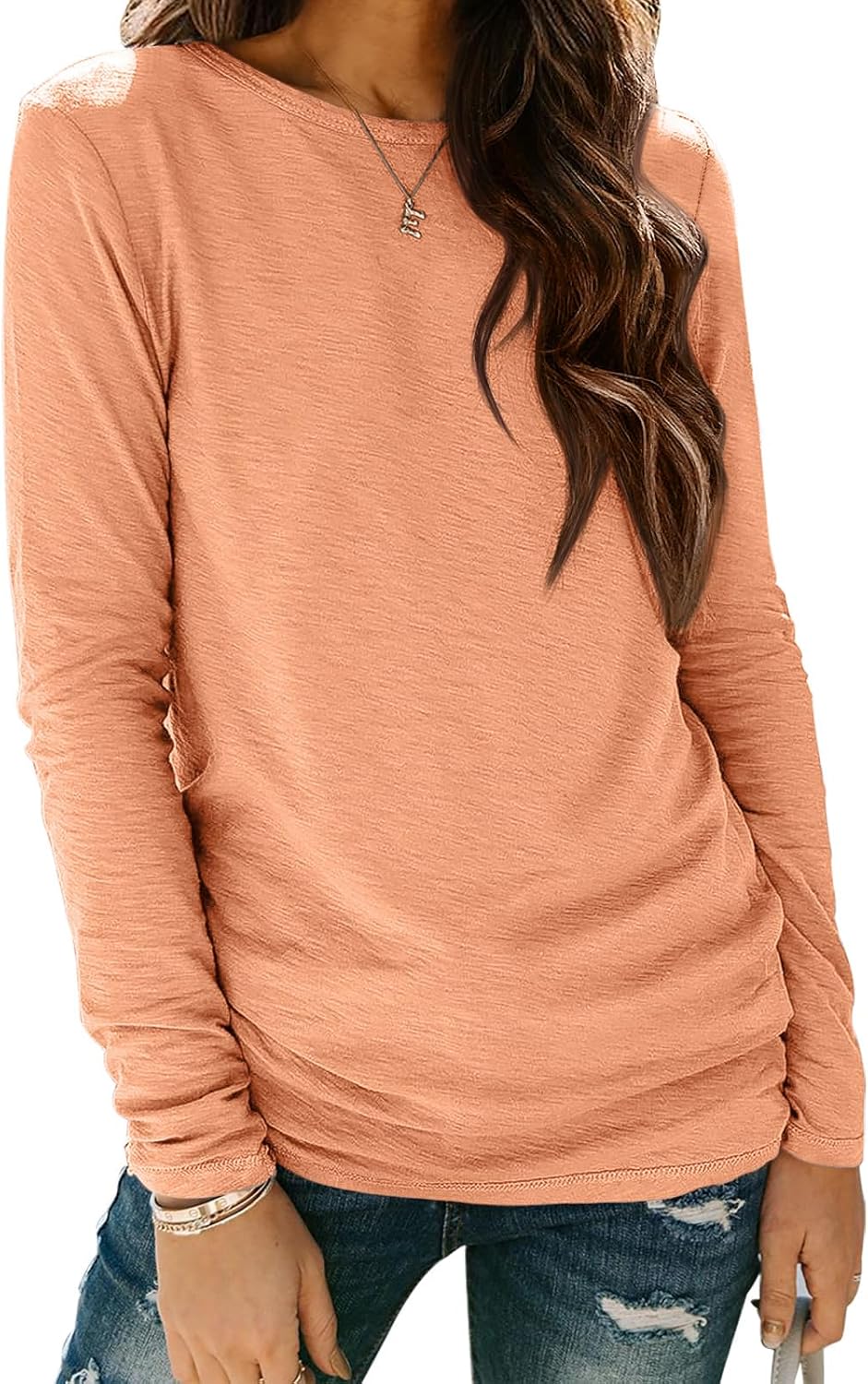 ATHMILE Womens Long Sleeve Shirts Basic Tee Fall Trendy Spring Top Business Casual Beach Vacation Workout 2025 Fashion