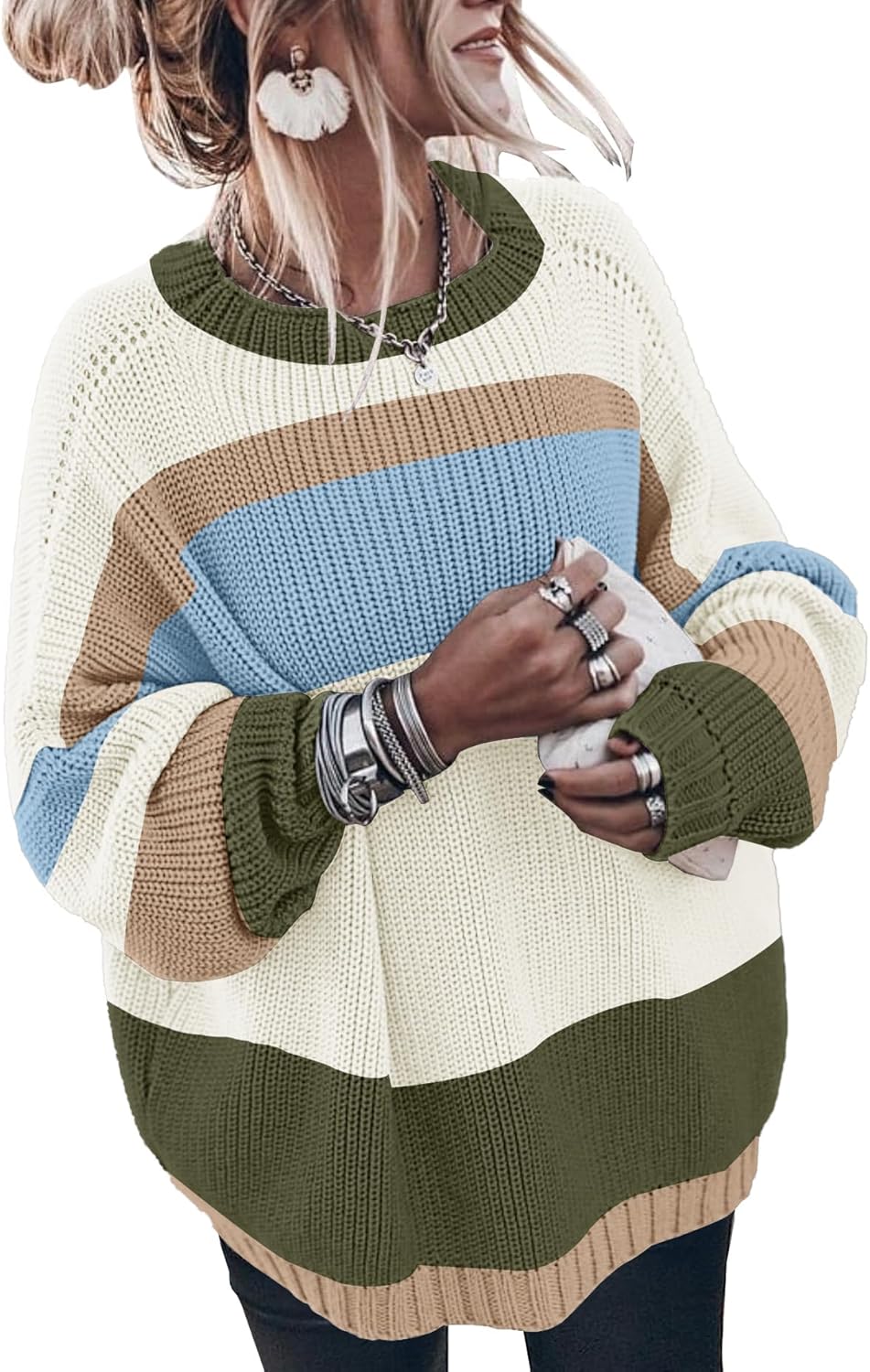 Womens Oversized Sweaters Loose Solid Casual Long Sleeve Mock Neck Knitted Jumper Tops