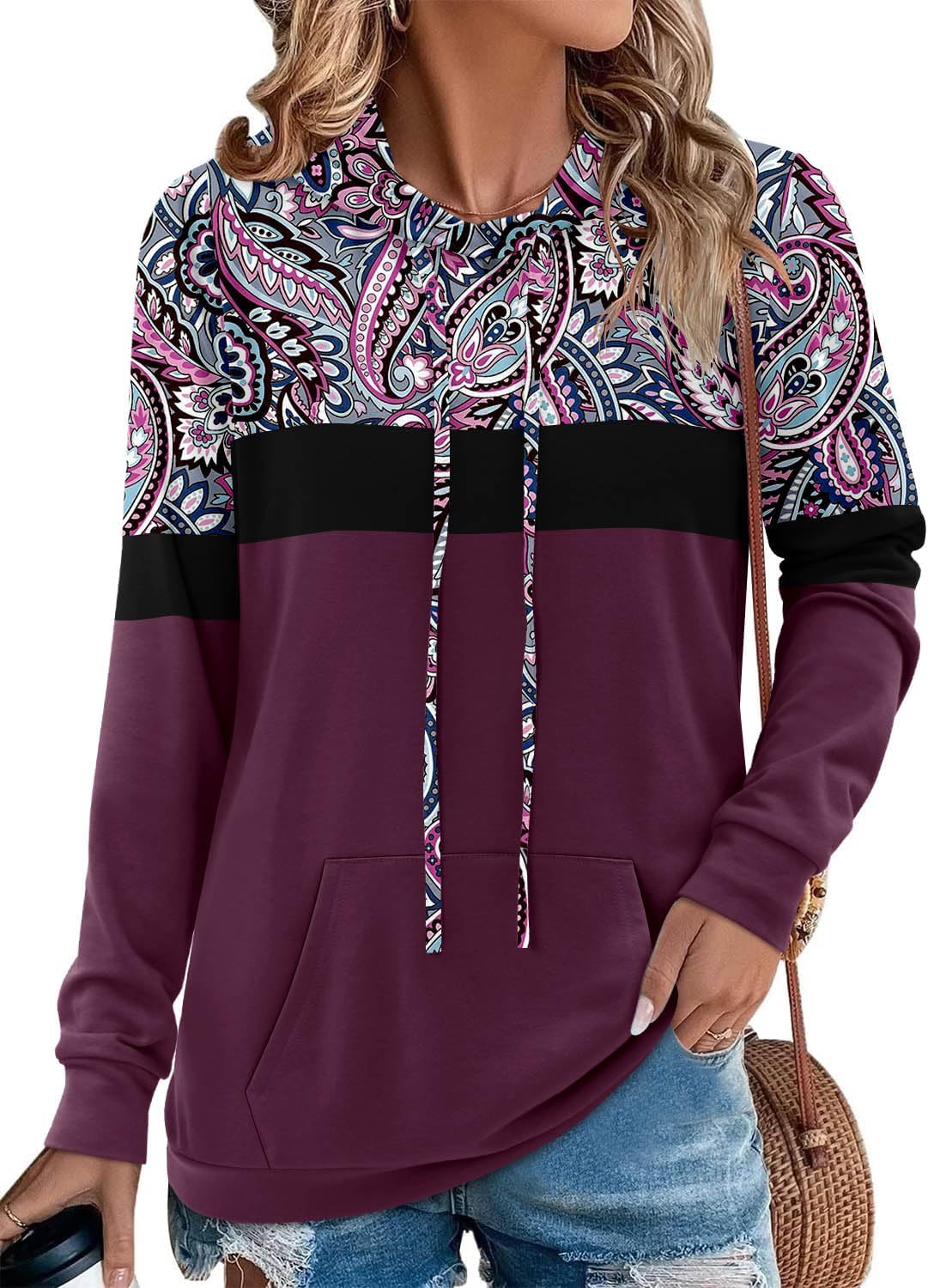 Angerella Hoodies for Women Camo Leopard Print Tops Pullover Hooded Sweatshirt Drawstring with Pocket