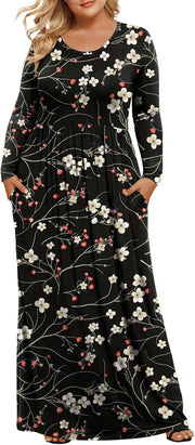 LONGYUAN Women's Plus Size Maxi Dresses for Curvy Women Casual Long Dress XL-6XL