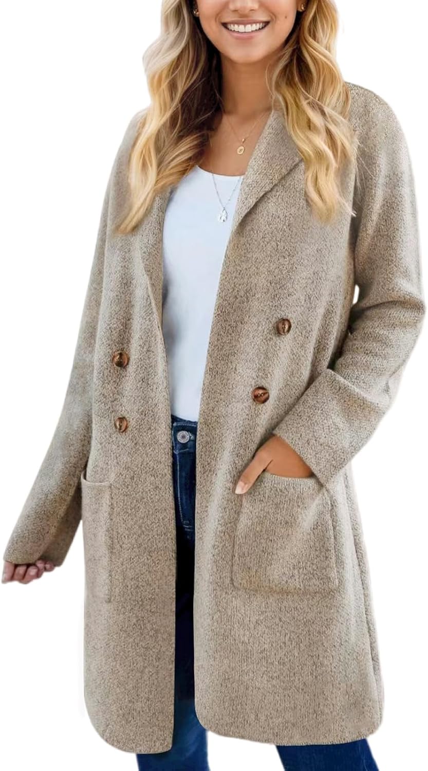 CiCiBird Women Fall Long Cardigan Sweater Trendy Knit Jacket Coat Dressy Blazer Coatigan