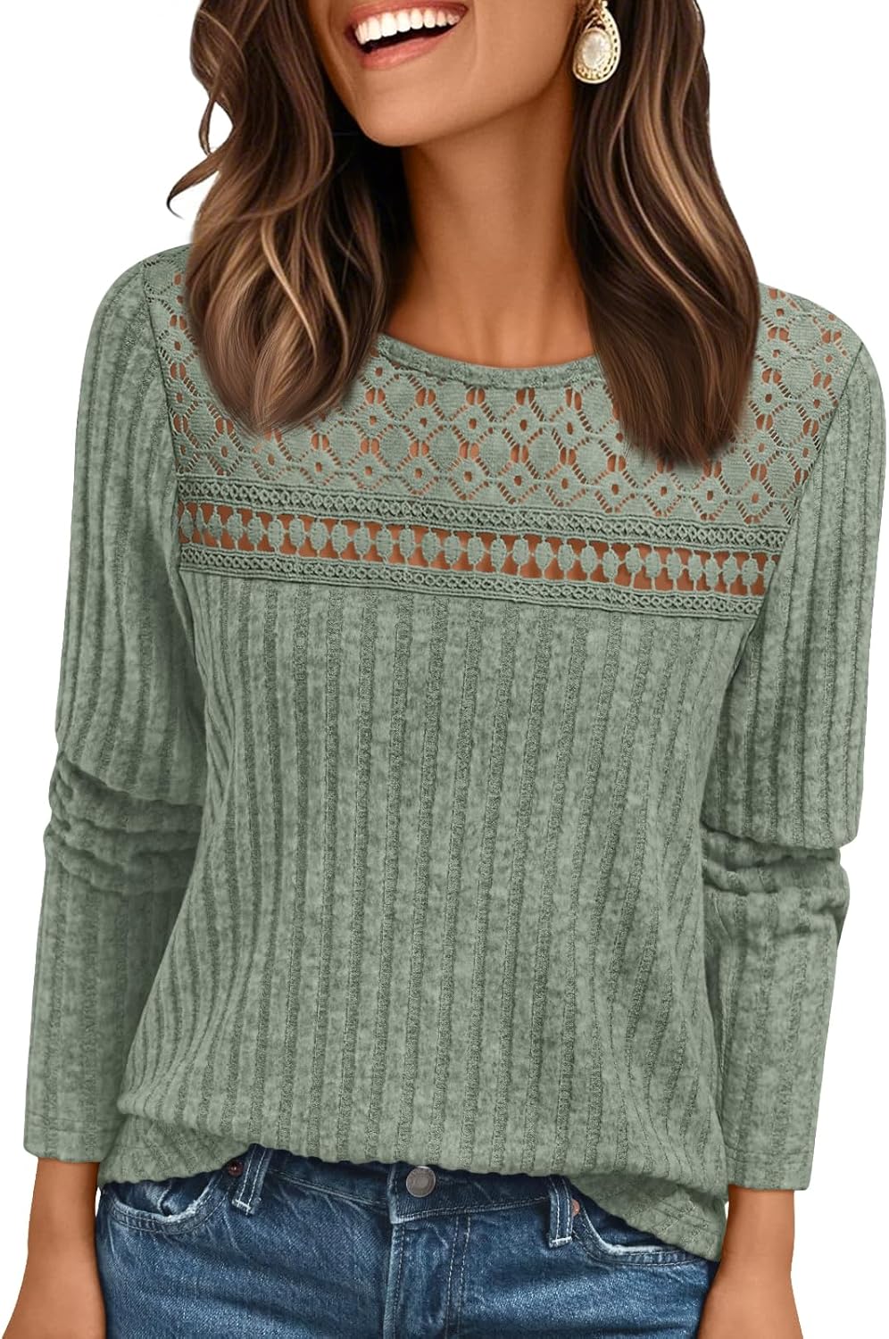 AUTOMET Womens Lace Long Sleeve Shirt Fall Top Fashion Dreesy Casual Tunic Sweaters Mesh Clothes Trendy Work Cute Outfits