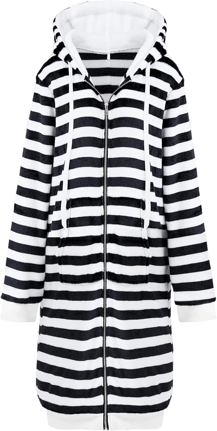 DUOYANGJIASHA Womens Hoodies 2025 Zip Up Sweatshirts Oversized Fashion Long Hooded Fall Winter Fleece Jackets with Pockets