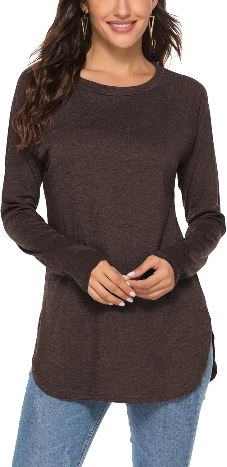 Newchoice Women's Casual Batwing Long Sleeve T Shirt Round Neck Basic Loose Tunic Tops