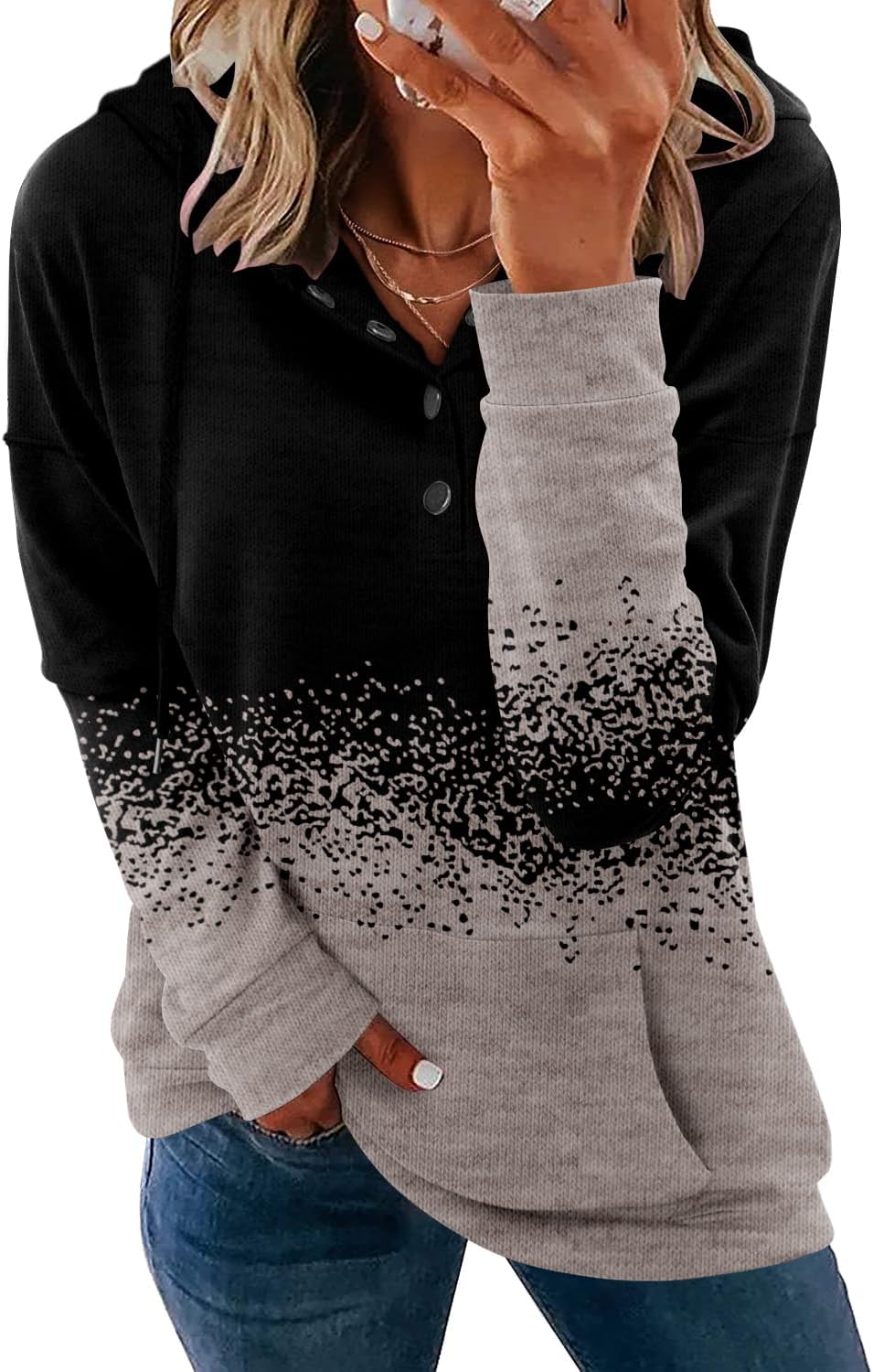 VIEACTIVEWEAR Hoodie for Women Tie Dye Sweatshirt Button Down Tops Casual Long Sleeve Oversize Pullover