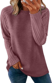 OFEEFAN Long Sleeve Shirts for Womens Fall Fashion 2025 Crewneck Oversized Sweatshirt Tunic Tops to Wear with Leggings