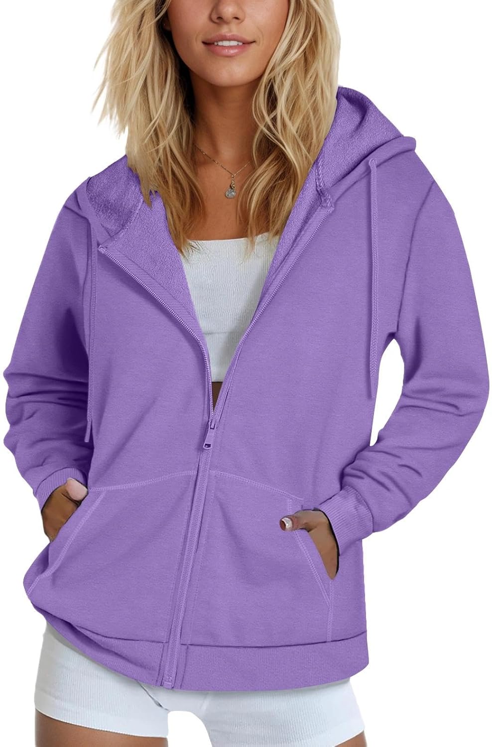 SMENG Womens Zip Up Hoodies Long Sleeve Fit Hooded Sweatshirts 2025 Casual Lightweight Jacket