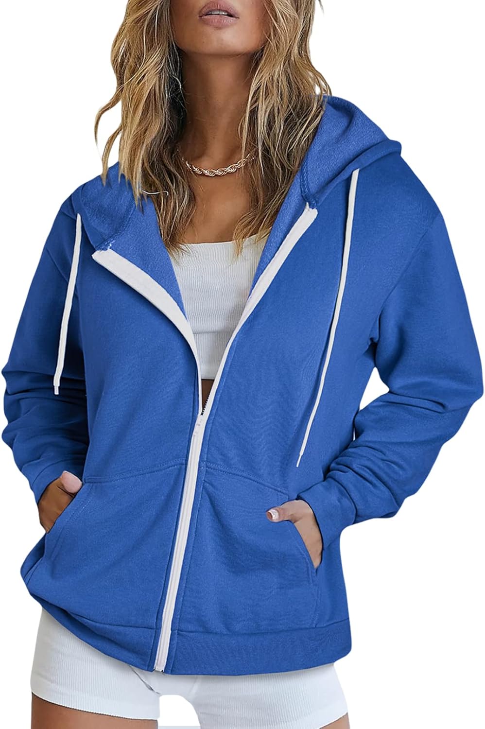 Dokotoo Women's Full Zip Up Hoodie Long Sleeve Hooded Sweatshirts Pockets Jacket Coat for Women