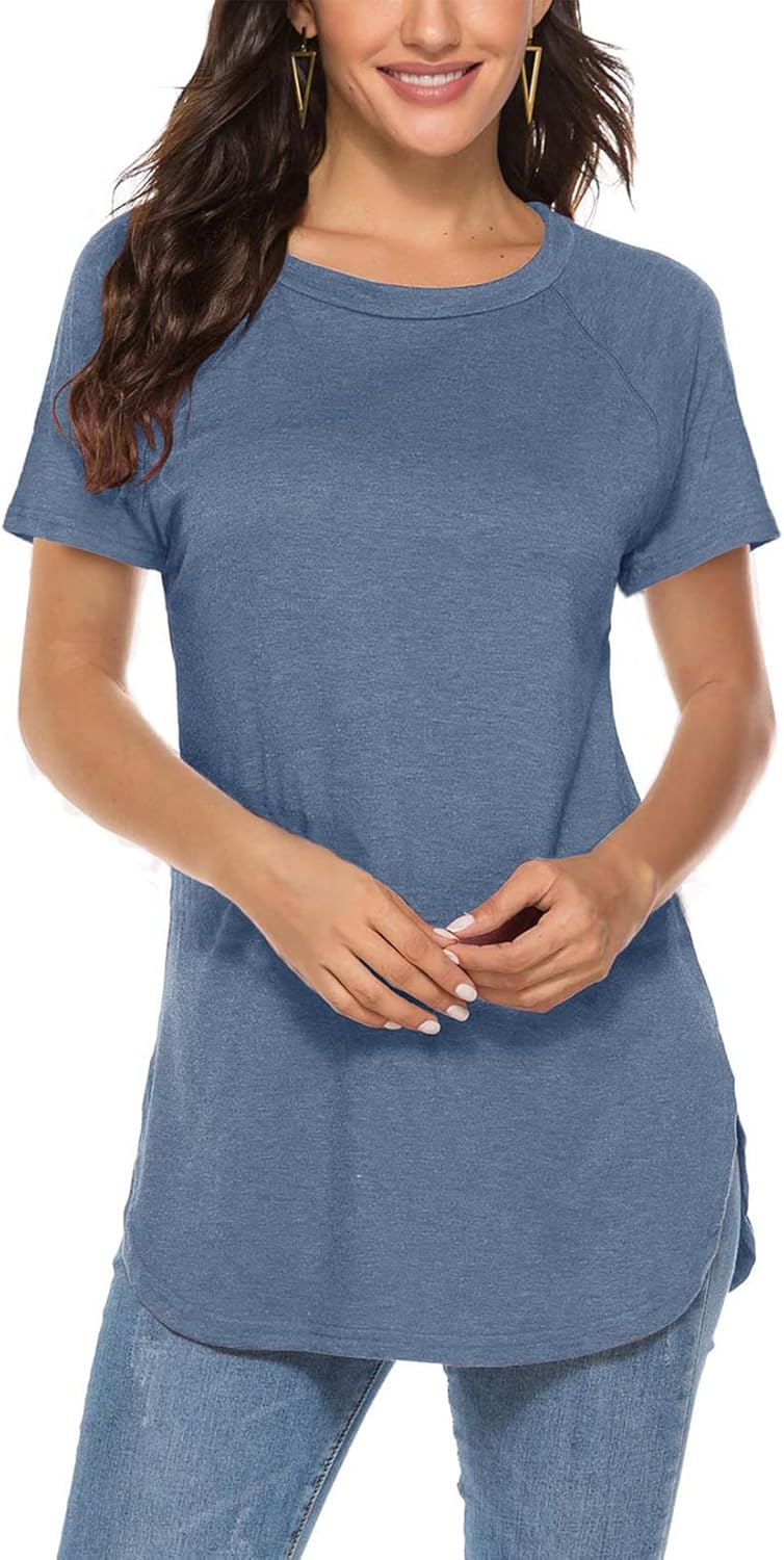 Newchoice Women's Casual Batwing Long Sleeve T Shirt Round Neck Basic Loose Tunic Tops