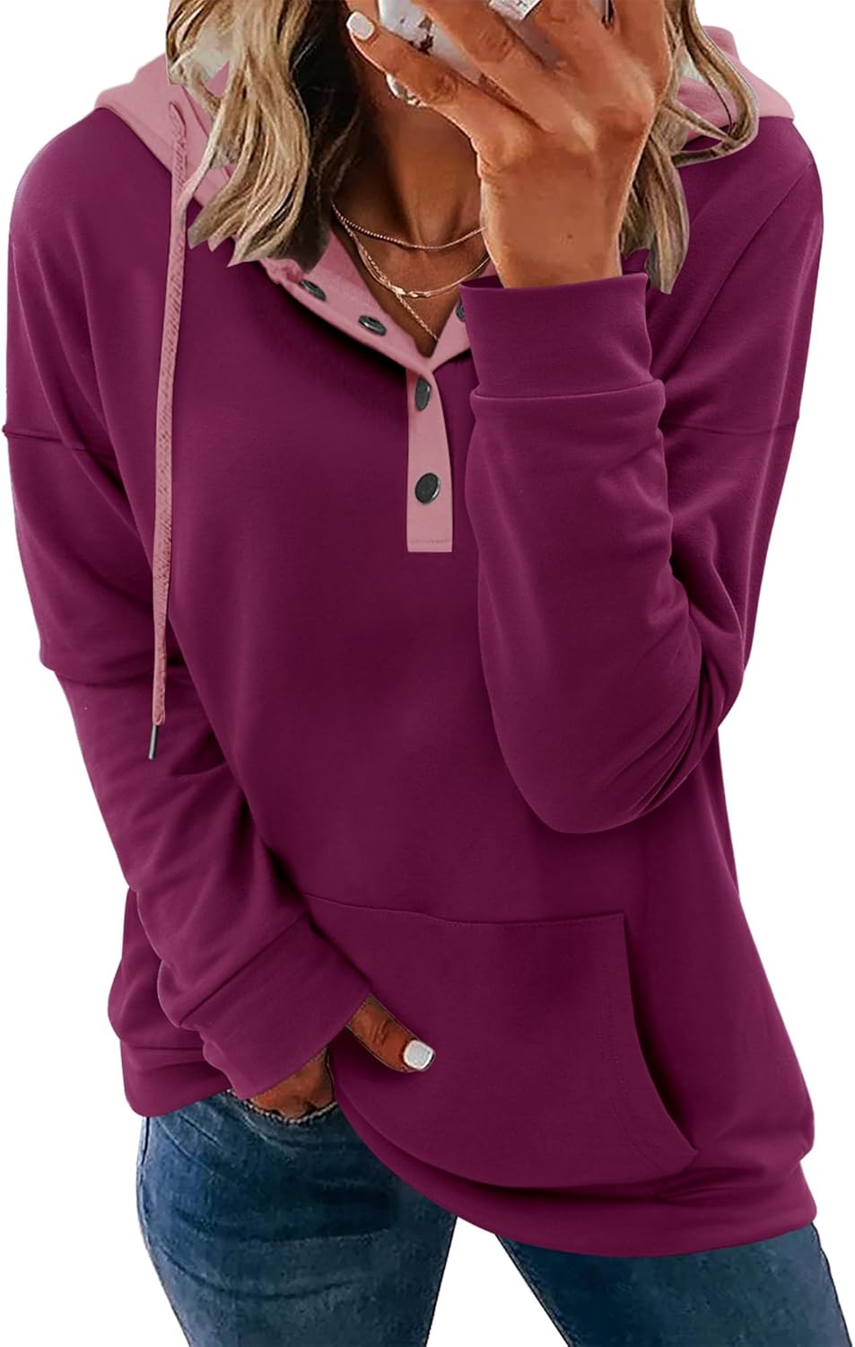 VIEACTIVEWEAR Hoodie for Women Tie Dye Sweatshirt Button Down Tops Casual Long Sleeve Oversize Pullover