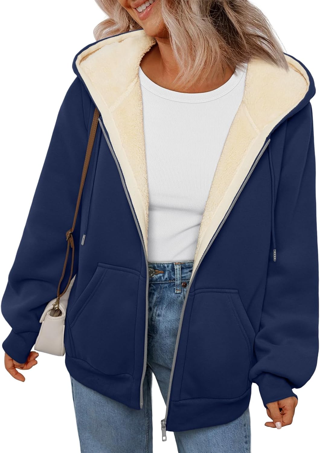 Trendy Queen Zip Up Hoodies for Women Fleece Lined Jackets Winter Coats Long Sleeve Sweatshirts Pullover Fall Clothes