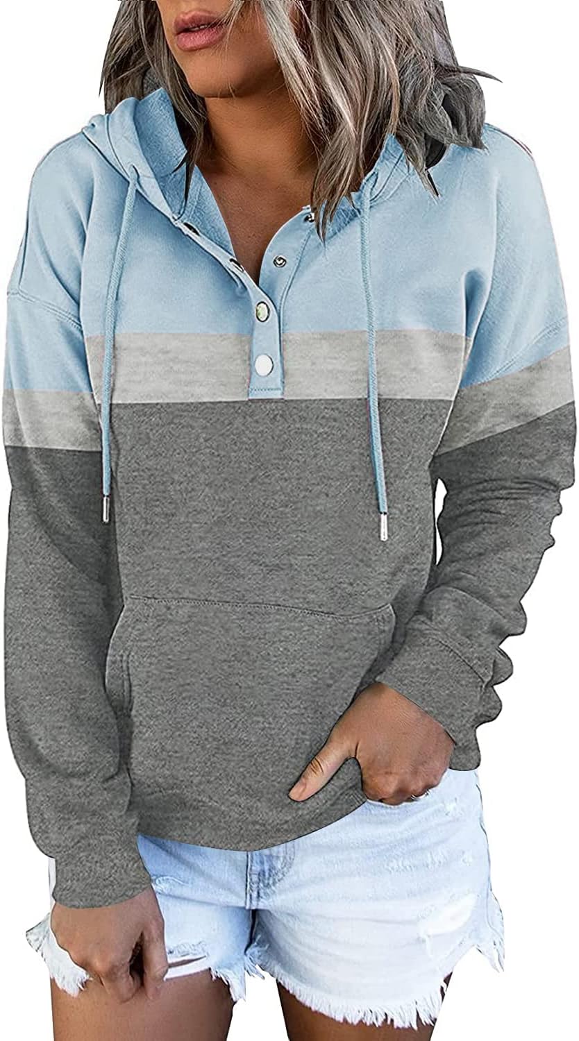 VIEACTIVEWEAR Hoodie for Women Tie Dye Sweatshirt Button Down Tops Casual Long Sleeve Oversize Pullover