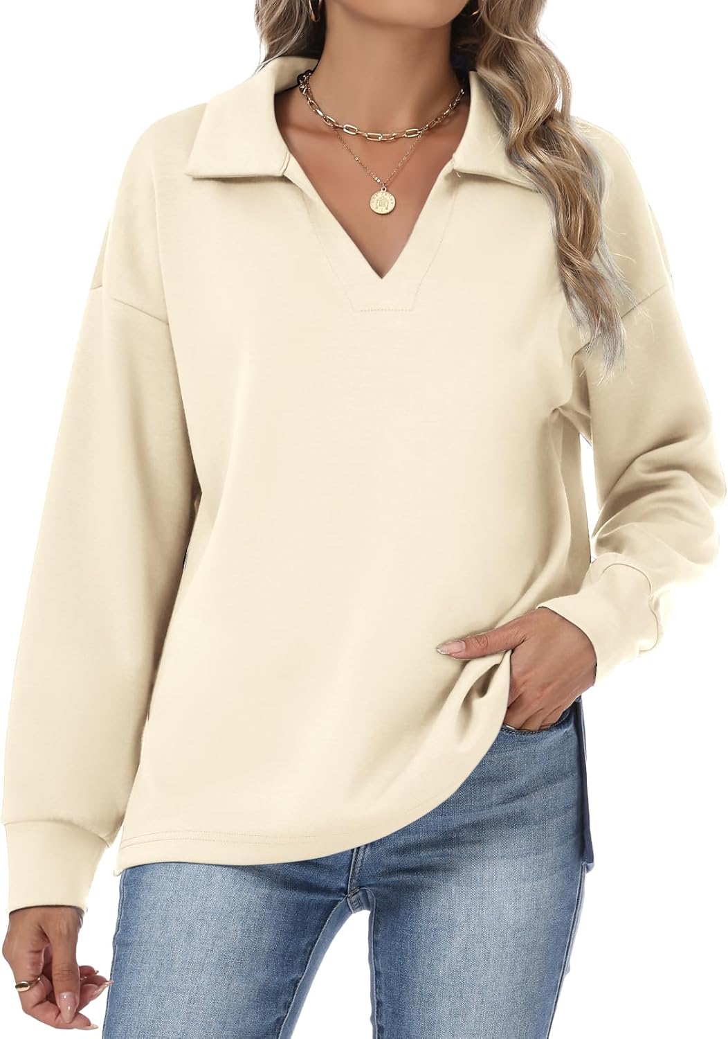 Womens Sweatshirts Airlayer Tunic Tops Long Sleeve Hoodies V Neck Loose Pullover Sweaters 2025 Fall Fashion Outfits