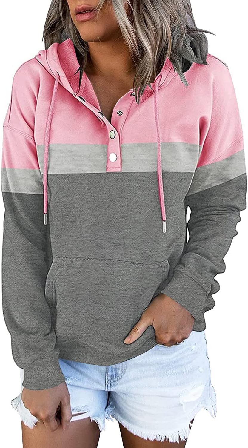 VIEACTIVEWEAR Hoodie for Women Tie Dye Sweatshirt Button Down Tops Casual Long Sleeve Oversize Pullover