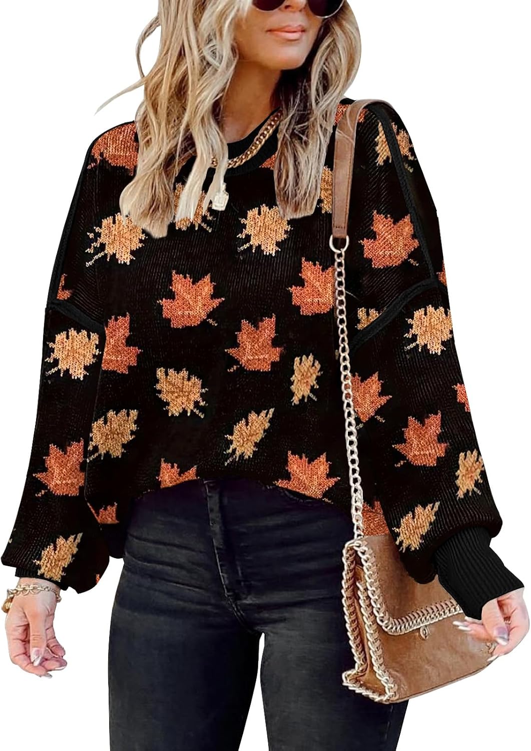 ETCYY Womens Oversized Sweaters Fall 2025 Fashion Clothes Trendy Batwing Sleeve Colorblock Striped Knit Pullover Tops