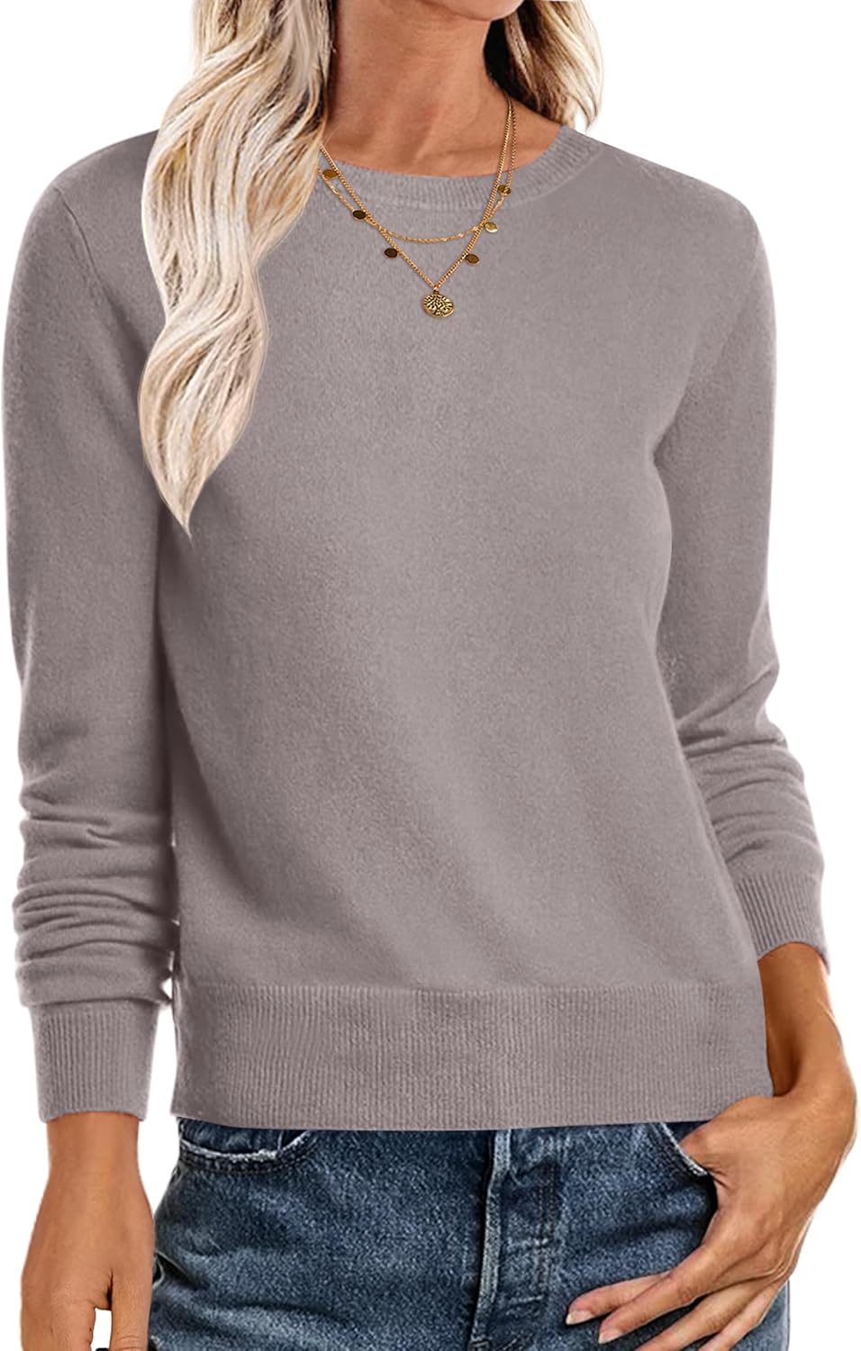 ANRABESS Sweaters for Women Long Sleeve Lightweight Crewneck Soft Basic Knit Loose Fit Pullover Top 2025 Fall Trendy Outfits