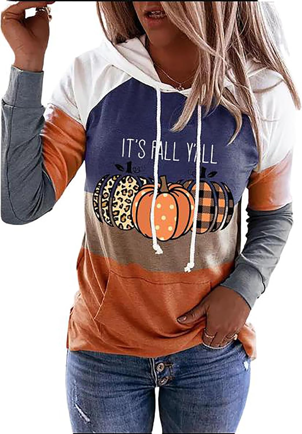 Susongeth It's Fall Y'all Hoodie for Women Thanksgiving Pumpkin Long Sleeve Shirt Fall Pullover Top